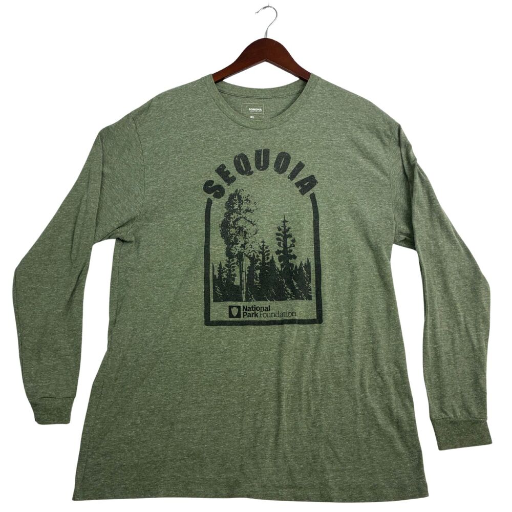 Sonoma Goods For Life Sequoia National Park Mens XL Green Long Sleeve Graphic Te